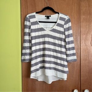 White House Black Market Knit Striped V Neck Blouse Top
• Size XS